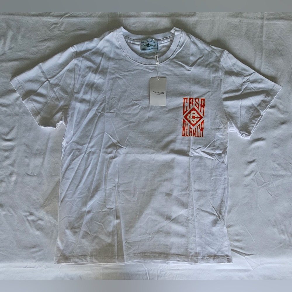 Men's  Casablanca White Graphic Logo T-Shirt